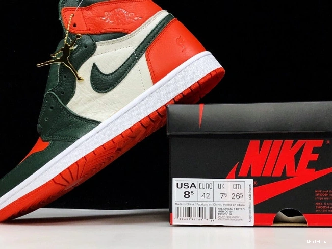 Rep TBK Jordan 1 Sail Fir-Team Air OG High AV3905-138 Retro Orange SoleFly x 0813